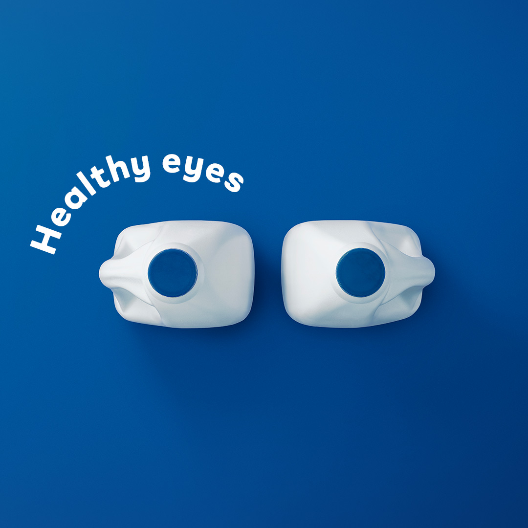 Anchor Milk Bottles Healthy Eyes Blue Background