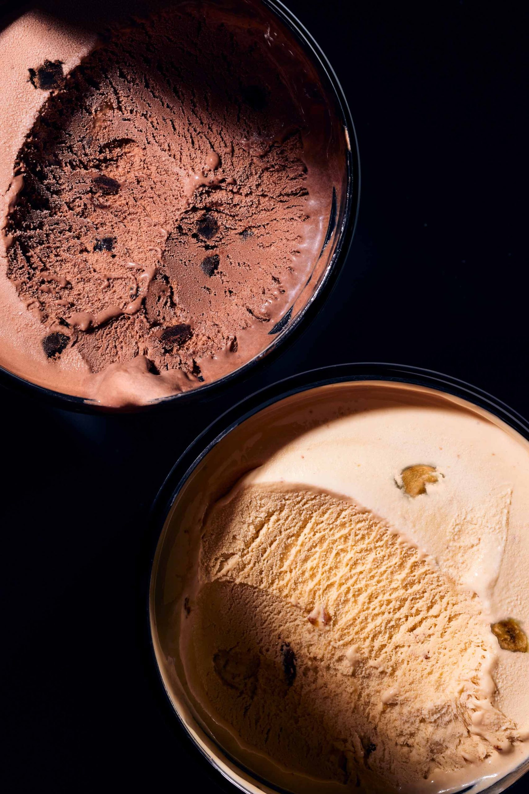 chocolate vanilla overhead scooped icecream deep south